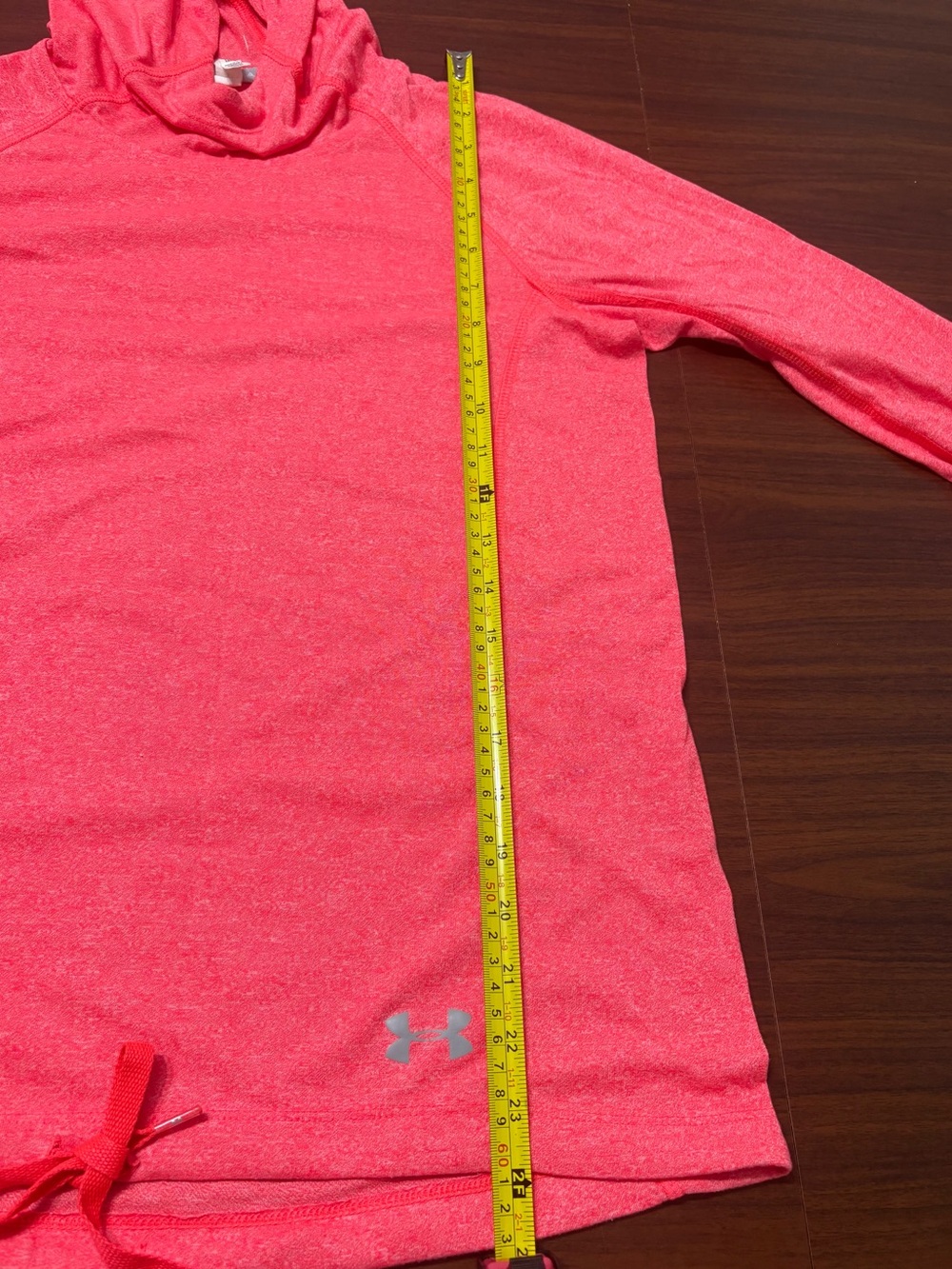 Under Armour Threadborne HeatGear Hoodie Heather Coral Red Pullover Size S - Picture 3 of 10
